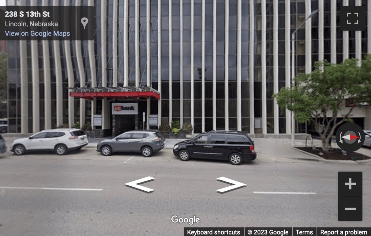 Street View image of 233 South 13th Street, Suite 1100, U. S. Bank Building, Lincoln (Nebraska), Nebraska, USA