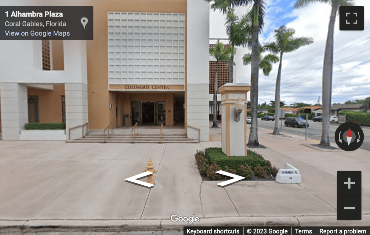 Street View image of 1 Alhambra Plaza, Floor PH, Columbus Business Centre, Miami, Florida, USA