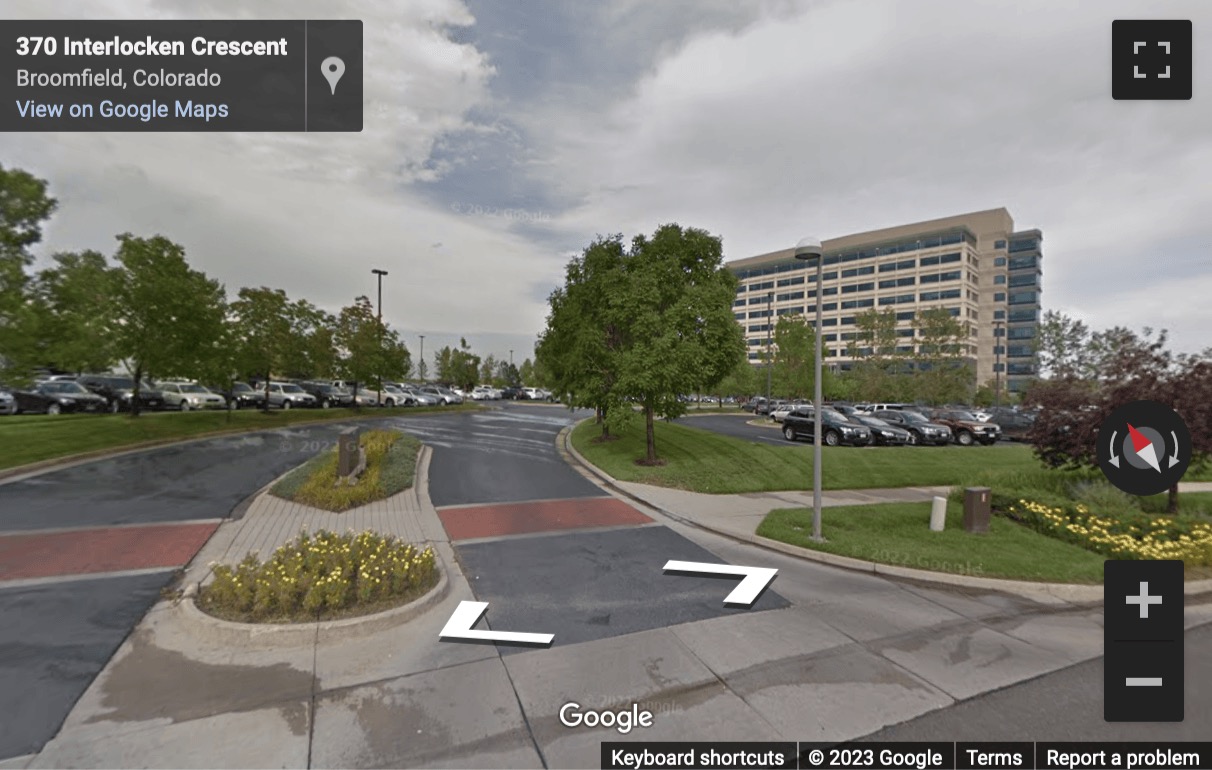 Street View image of 390 Interlocken Crescent, Suite 350, Broomfield, Colorado, USA