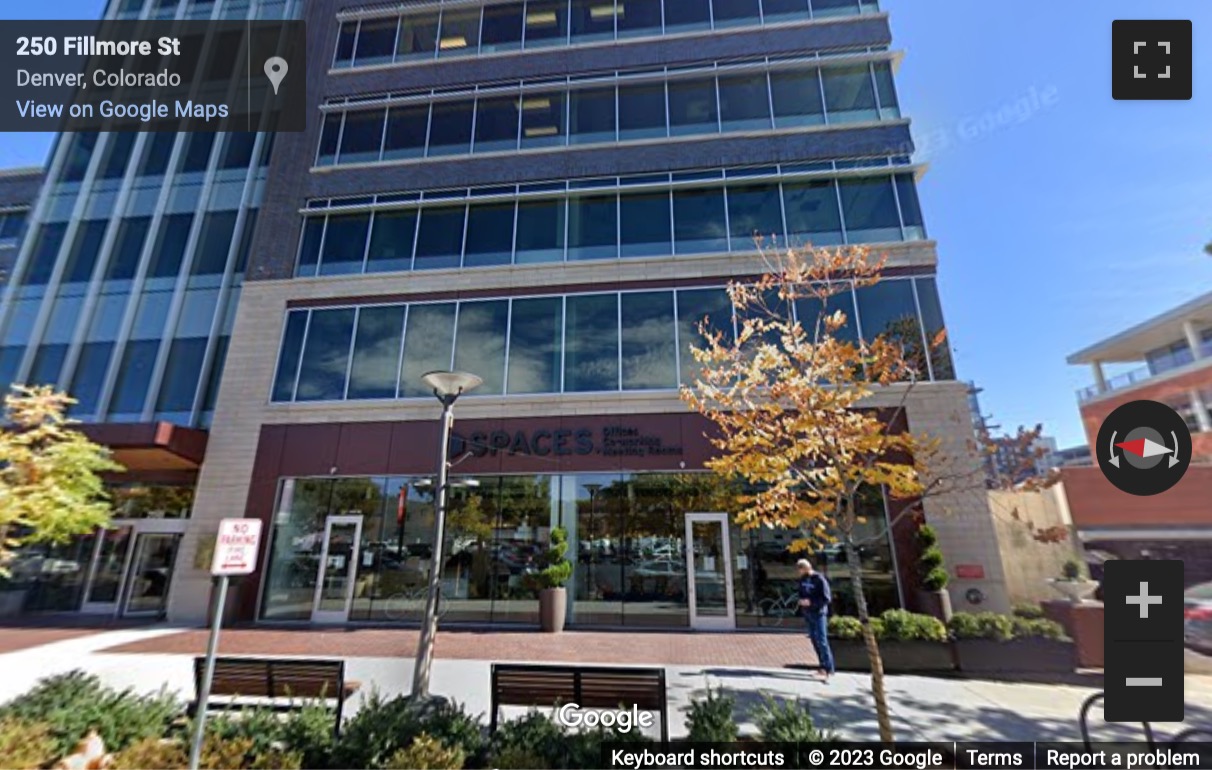 Street View image of 250 Fillmore Street, Floors 1 through 3, Denver, Colorado