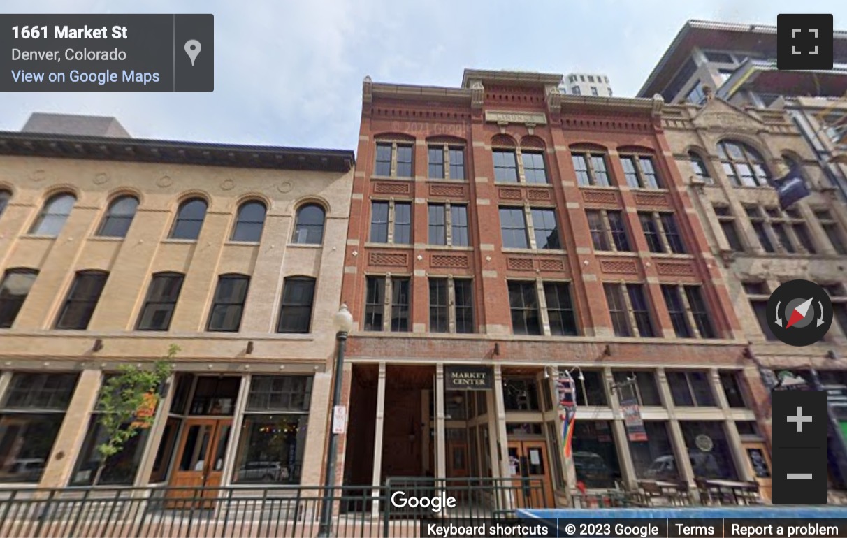 Street View image of 1624 Market Street, Suite 202, Denver, Colorado