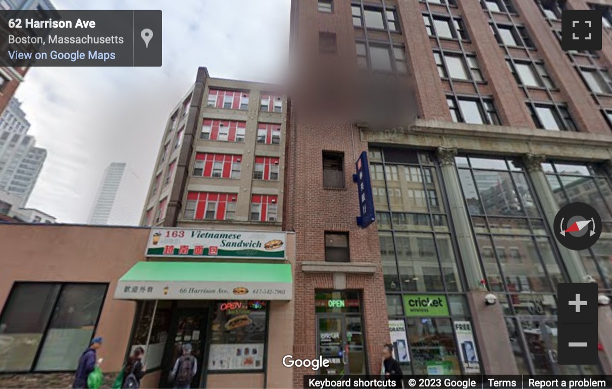 Street View image of 68 Harrison Avenue, 6th floor, Boston, Massachusetts