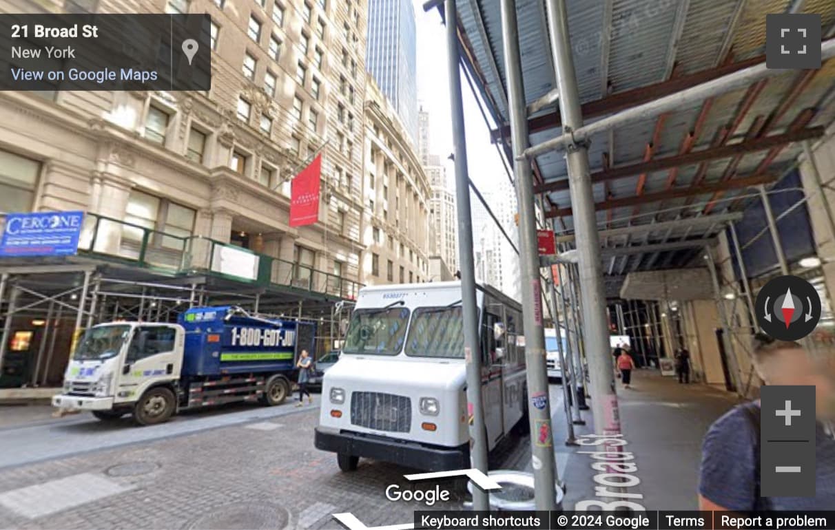 Street View image of 30 Broad Street, 14th Floor, New York City