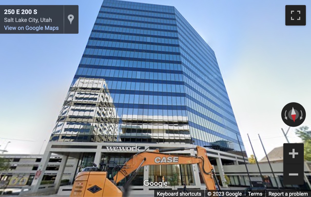 Street View image of 250 East 200 South, 250 Tower, Floor 16, Salt Lake City, Utah