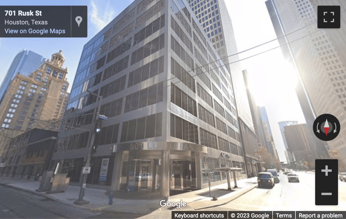 Street View image of 801 Louisiana Street, Houston, Texas