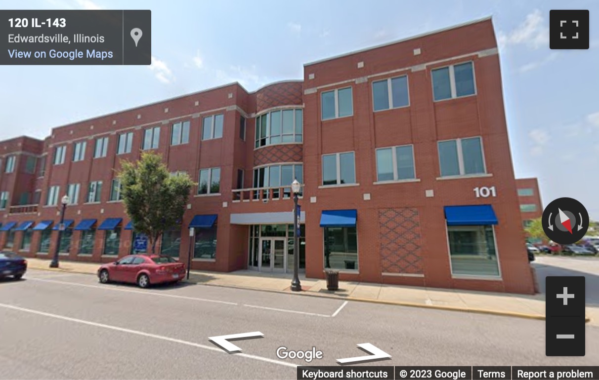 Street View image of Mark Twain Plaza, 101 West Vandalia Street, Edwardsville, Illinois