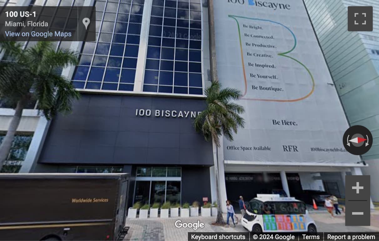 Street View image of 100 Biscayne Boulevard, Miami, Florida