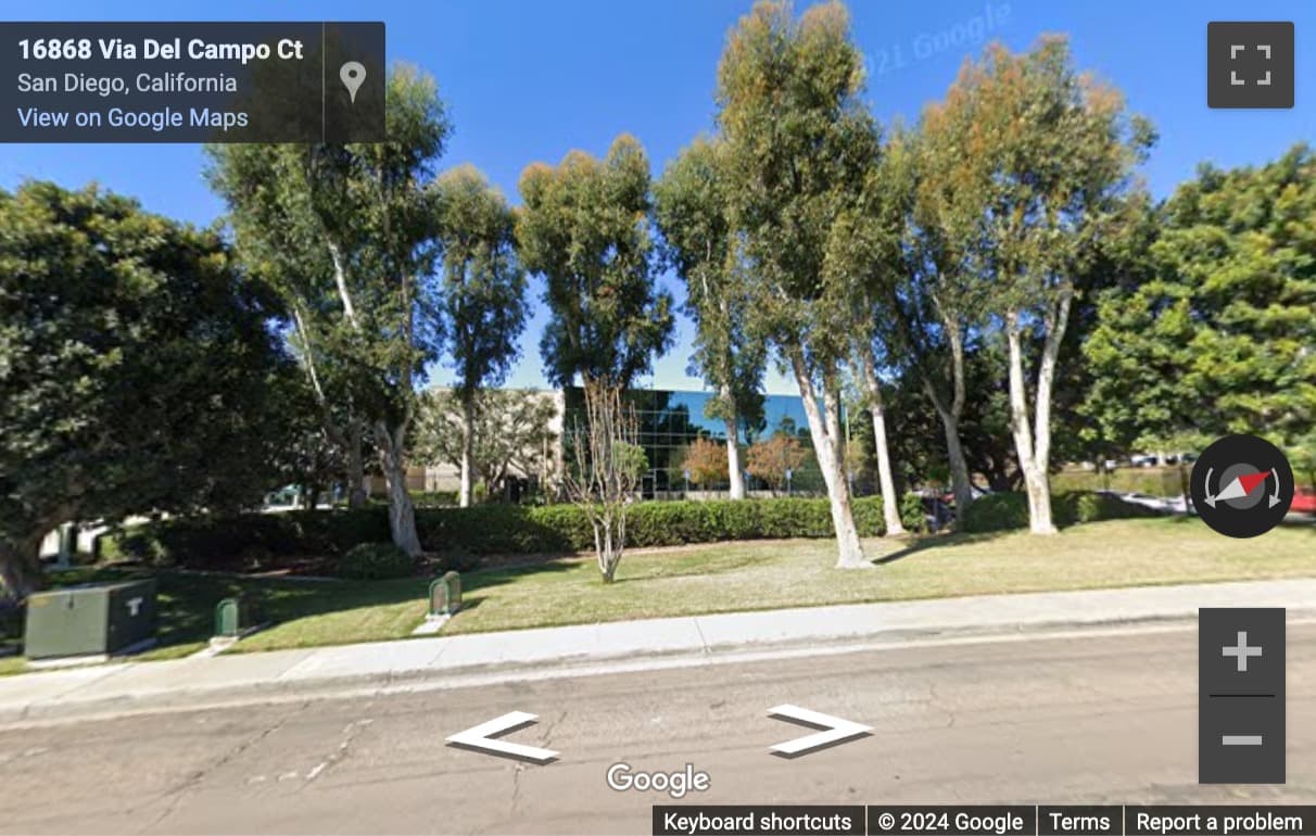 Street View image of 16868 Via Del Campo Court, 1st & 2nd Floors, San Diego, California