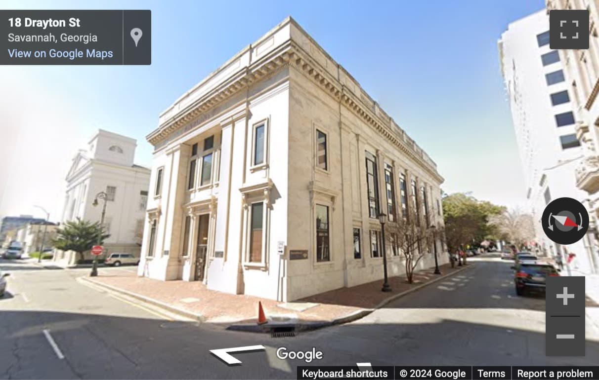 Street View image of 22 Bull Street, 3rd Floor, Savannah, Georgia