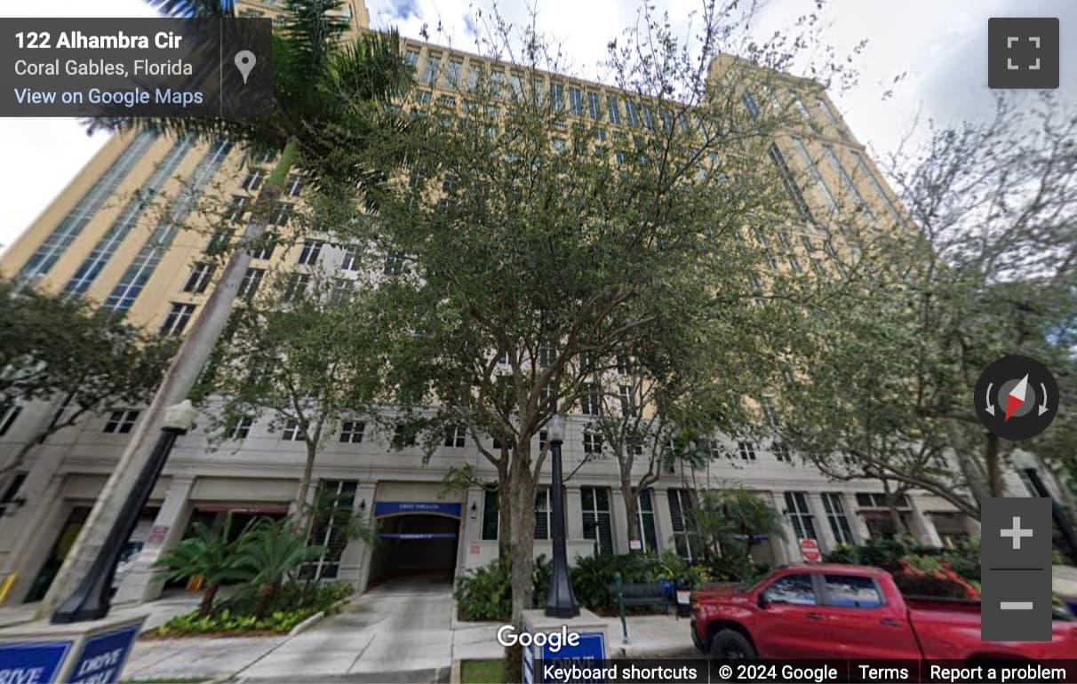 Street View image of 121 Alhambra Plaza, Suite 1000, Coral Gables, Florida