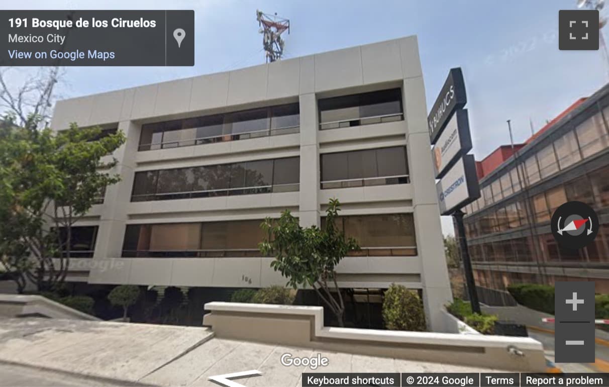 Street View image of Bosques de Ciruelos 186, Pisos 10-A y 12, Colonia Bosques de las Lomas, Mexico City