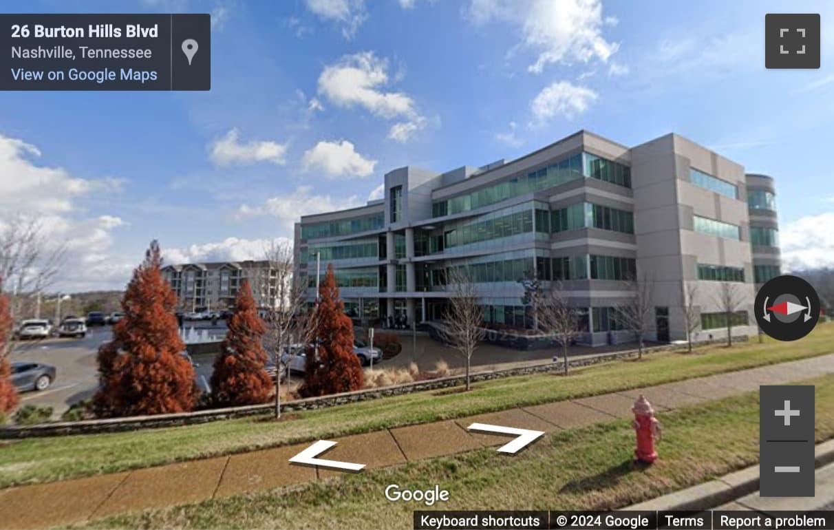 Street View image of 10 Burton Hills Boulevard, Floor 4, Nashville, Tennessee