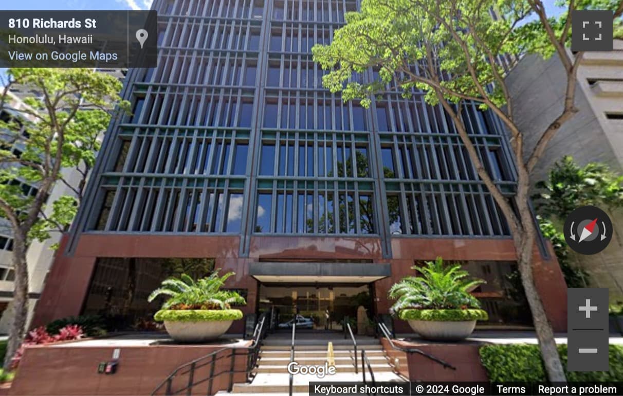 Street View image of 810 Richards Street, 2nd, 9th & 10th Floor, Honolulu, Hawaii