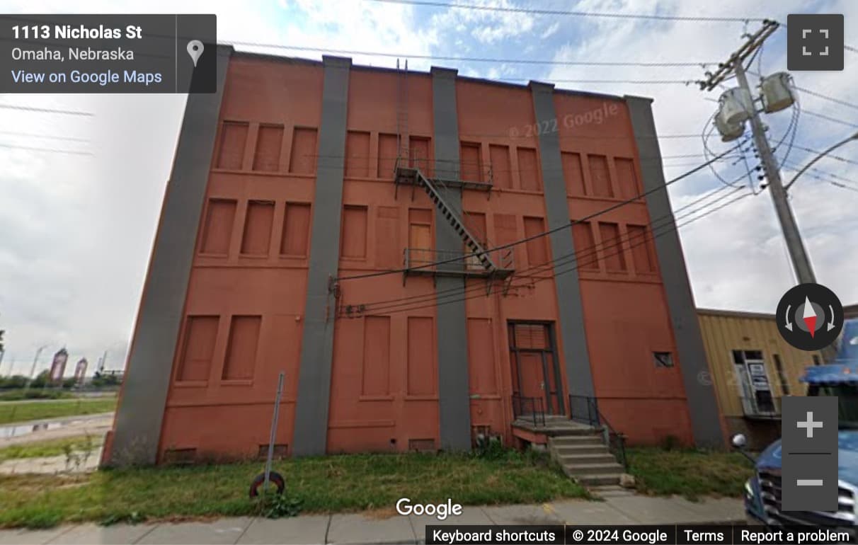 Street View image of 1113 Nicholas Street, 2nd & 3rd Floor, Omaha, Nebraska