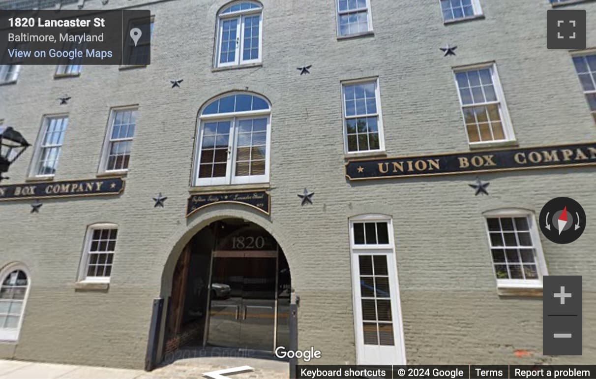 Street View image of 1820 Lancaster Street, Suite 200, Baltimore, Maryland