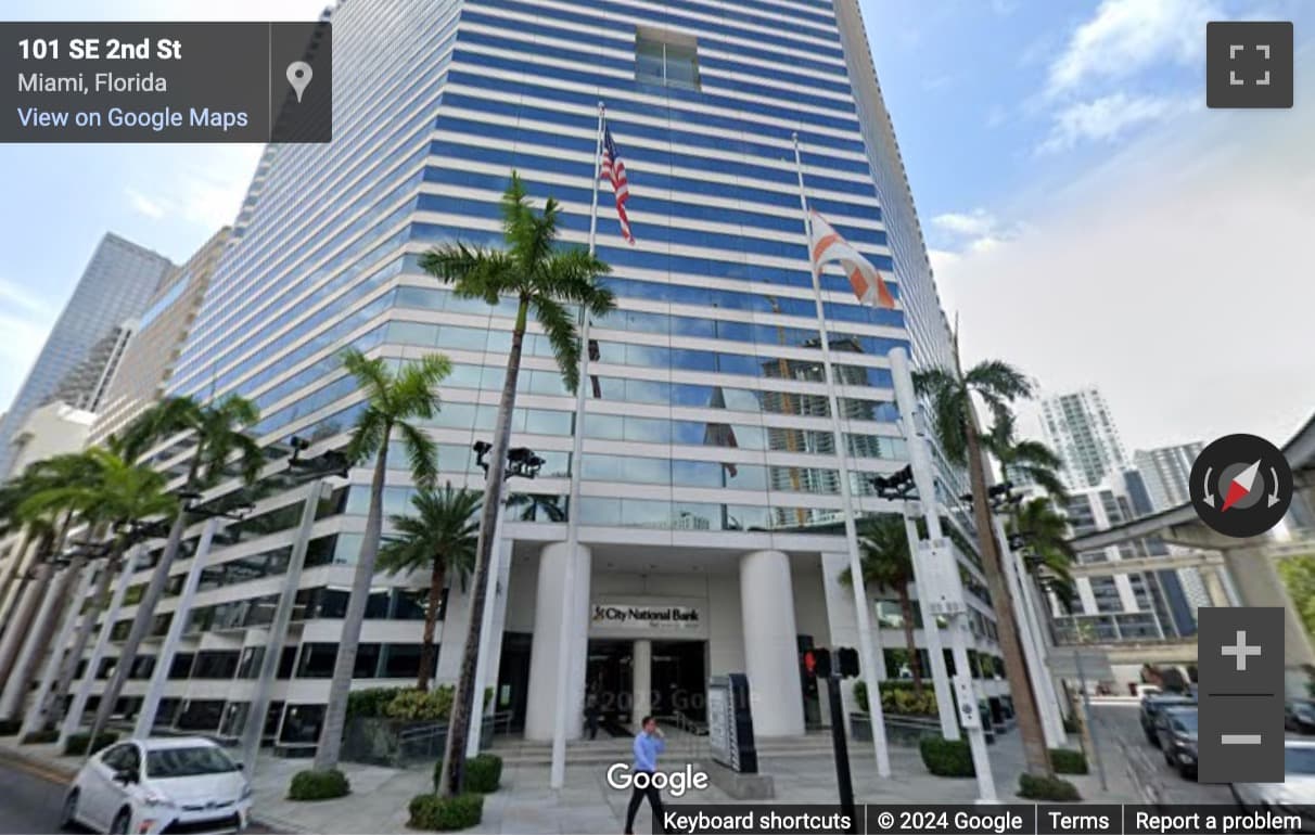 Street View image of 100 South East 2nd Street, Suite 2000, Miami Tower, Miami, Florida