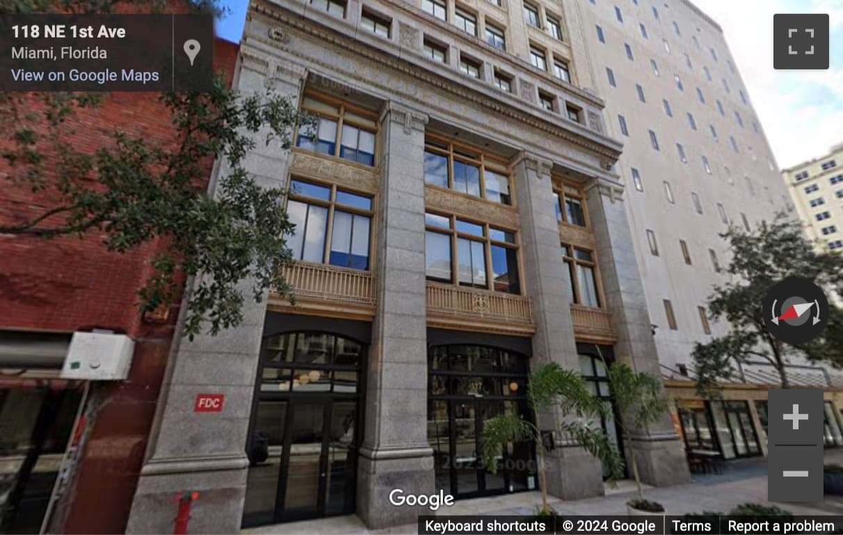 Street View image of 117 Northeast 1st Avenue, 9th floor, Miami, Florida