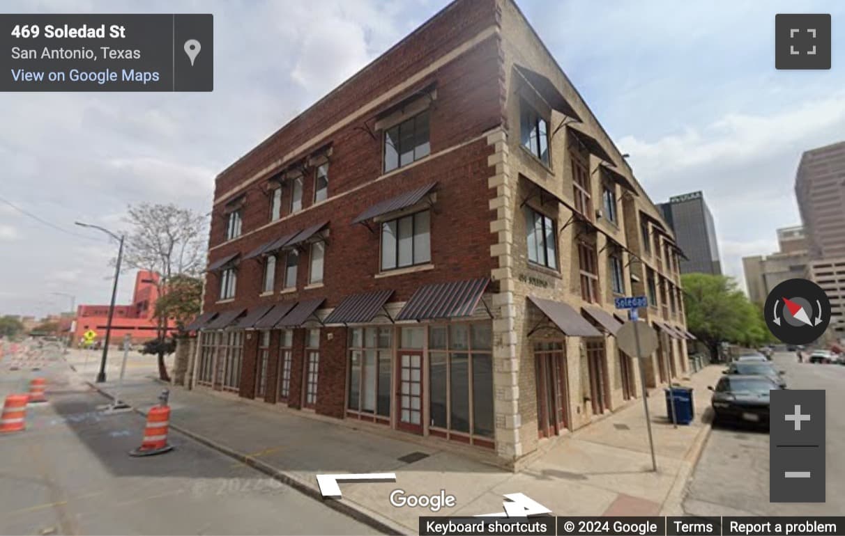 Street View image of 454 Soledad Street, 3rd Floor, San Antonio, Texas